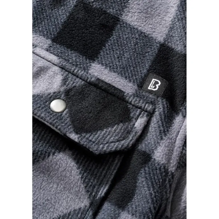 Chemise polaire homme manches longues Jeff Brandit® - Gris et noir
