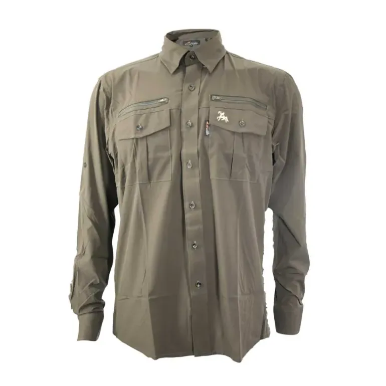 Chemise PROHUNT antitic kaki manches longues stretch 4 poches
