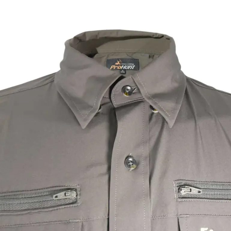 Chemise PROHUNT antitic kaki manches longues stretch 4 poches