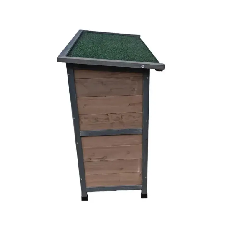 Clapier en bois 2 étages pour lapins - Gris - 91,5 x 45 x 81,4 cm