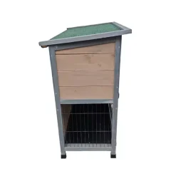 Clapier en bois 2 étages pour lapins - Gris - 91,5 x 45 x 81,4 cm