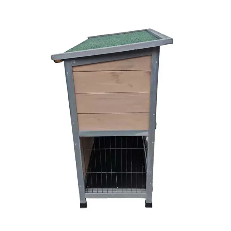 Clapier en bois 2 étages pour lapins - Gris - 91,5 x 45 x 81,4 cm