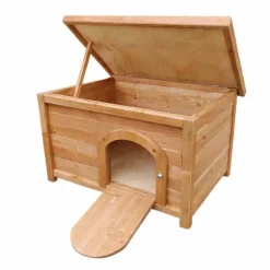 Clapier en bois d'épicéa pour lapin - 60x40x40 cm - Naturel