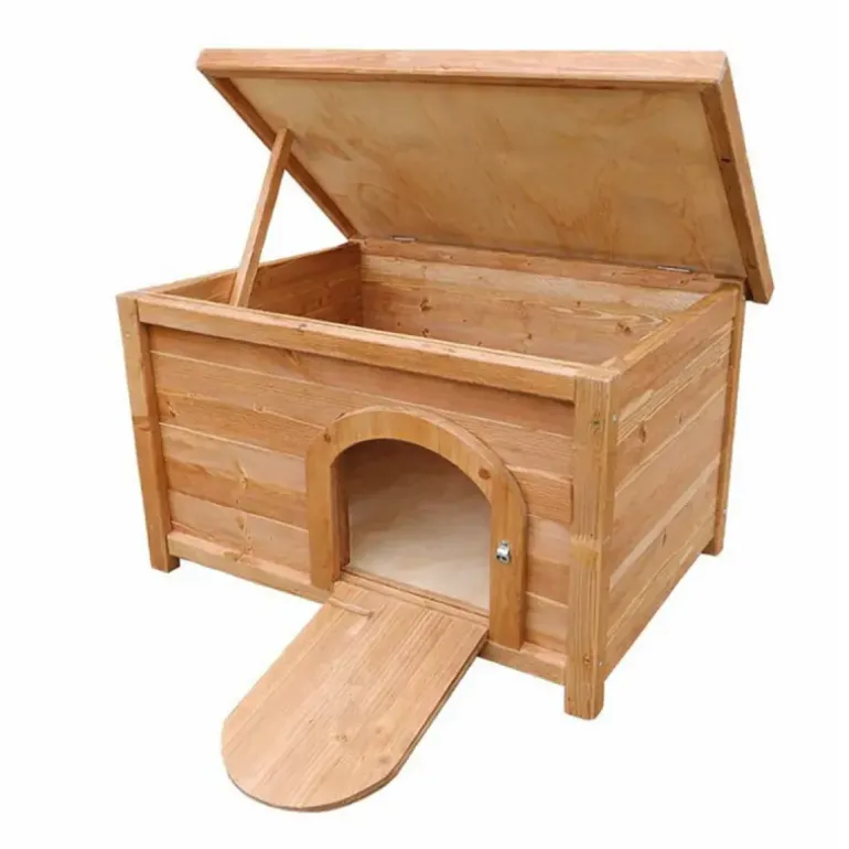 Clapier en bois d'épicéa pour lapin - 60x40x40 cm - Naturel