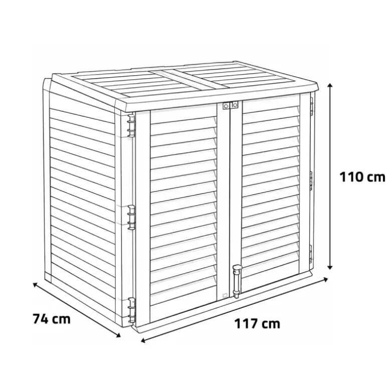 Coffre de jardin avec 2 portes verrouillable 117 x 74 x 110 cm
