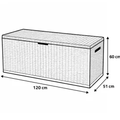 Coffre de rangement jardin 350L - 120 X 51 X 60 cm