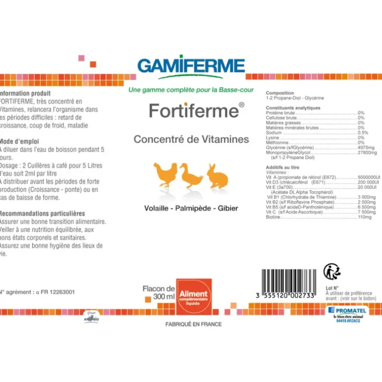 Complément alimentaire Fortiferme volaille et gibier 300ml