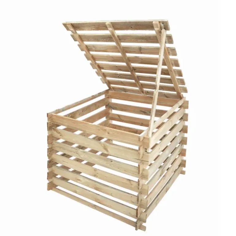 Composteur bois avec couvercle 80 x 80 cm, 510 L