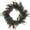 Couronne de Noël 45cm avec pommes de pin et baies rouges
