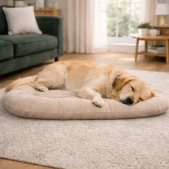 Coussin velvet antidérapant taupe 90x65 cm pour chien