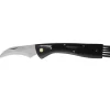 Couteau à champignon lame courbée inox 7cm manche 12cm + brosse