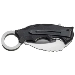 Couteau Alpha Kilo - Lame Karambit 7 cm en Acier 440A - Manche G10 Noir