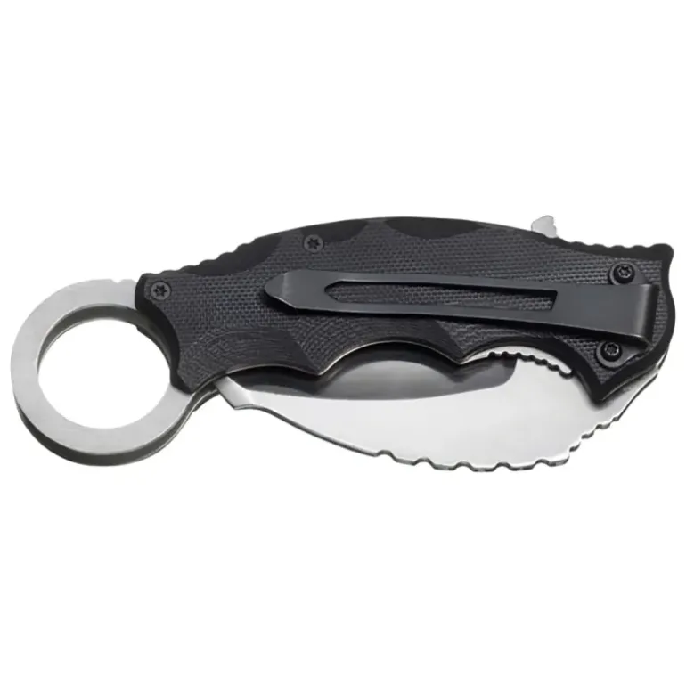Couteau Alpha Kilo - Lame Karambit 7 cm en Acier 440A - Manche G10 Noir