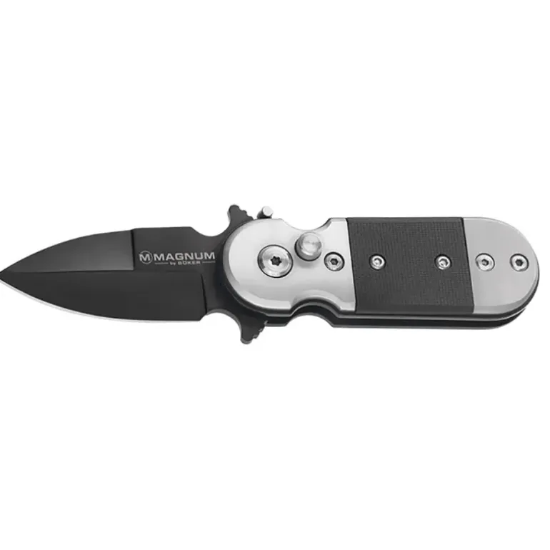 Couteau Black Lightning - Lame 440A 50mm - Manche G10/Acier Noir et Gris
