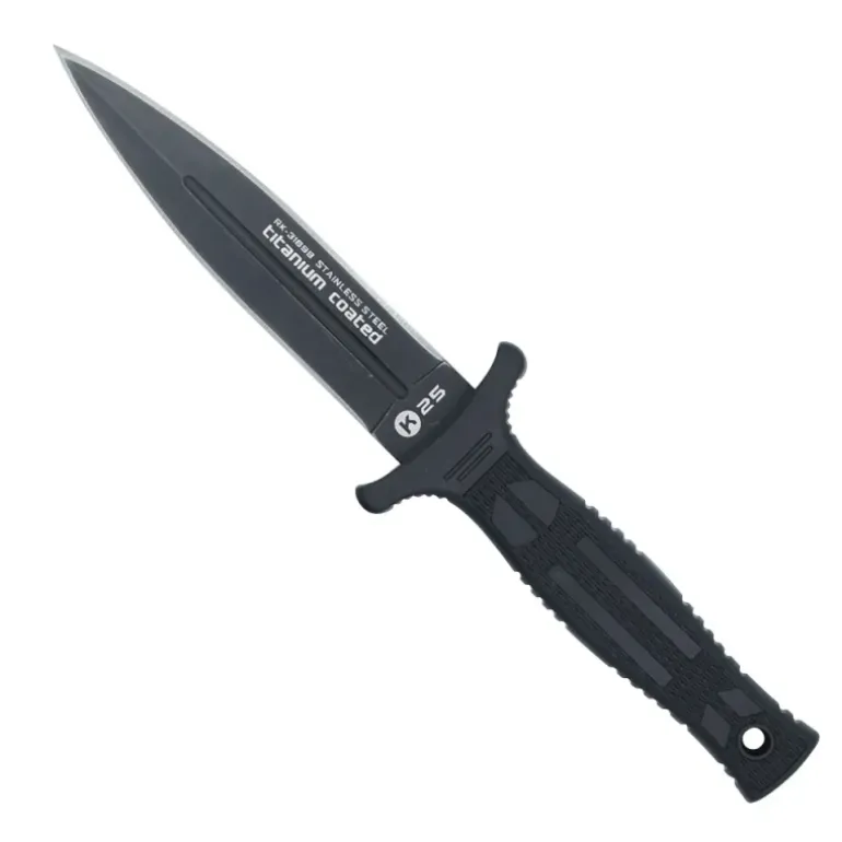 Couteau de botte K25 manche caoutchouc lame acier inox 12,5cm