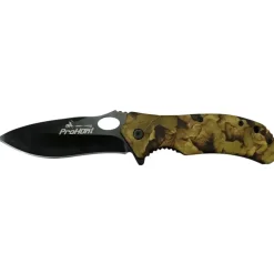 Couteau de chasse pliant lame acier inox noire 9cm forest kaki
