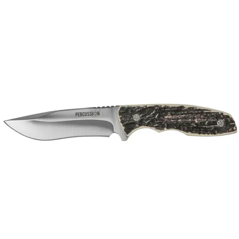 Couteau droit lame 10cm acier inox 420A manche imitation corne
