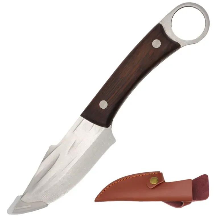 Couteau Nordique lame acier inox 10cm manche acacia avec étui