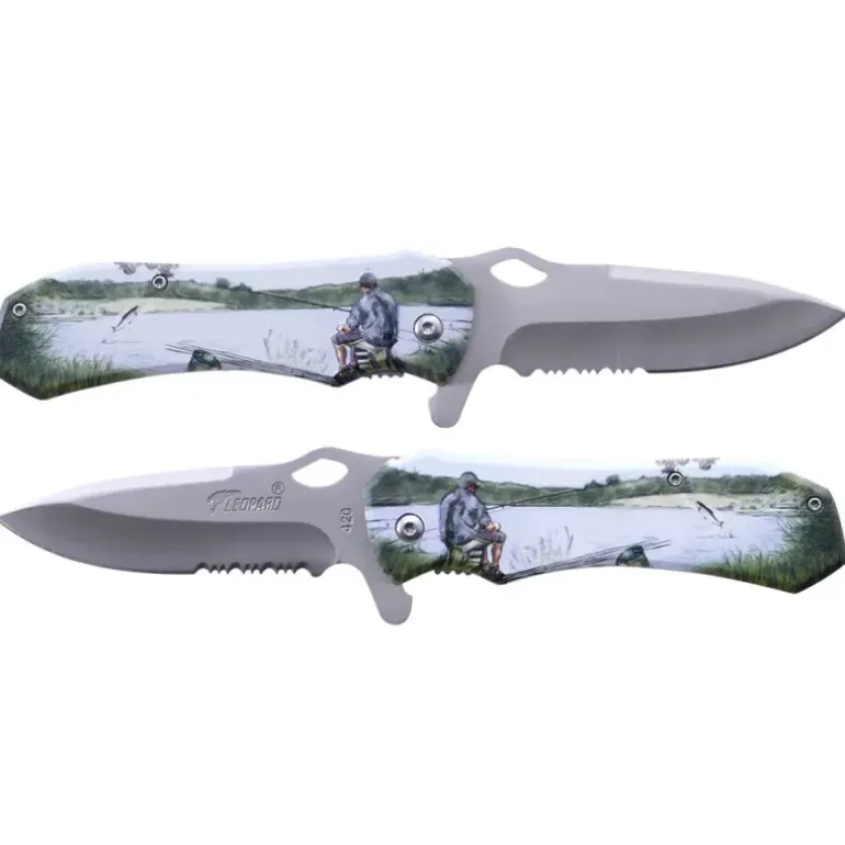Couteau Tactique 3D Grip Pêcheur Lame Inox 7,9cm Manche Alu 19,4cm