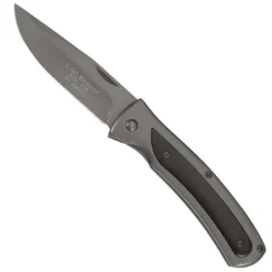Couteau Titane lame acier 420 noire manche acier inox 11,5cm