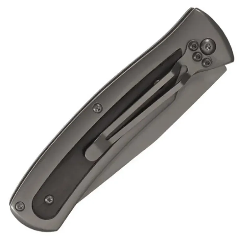 Couteau Titane lame acier 420 noire manche acier inox 11,5cm