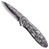 Couteau titane lame acier 420 tête de mort manche inox 11,5cm
