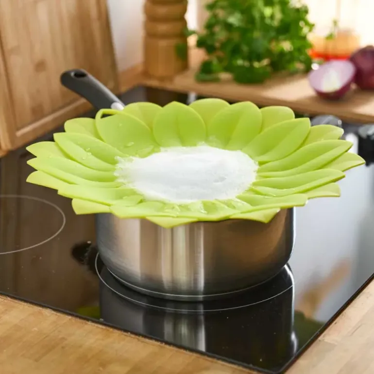 Couvercle anti-débordement silicone 33cm feuilles cuisine