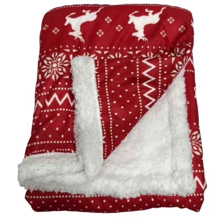 Couverture Noël Sherpa Rouge 100x75cm