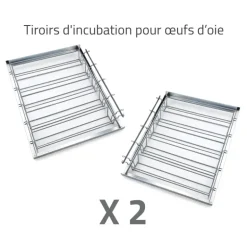 Couveuse + 1 Tiroir caille à poule + 2 Tiroirs oeufs oie - paon -dinde + 1 Panier d'éclosion + 1 Kit humidification