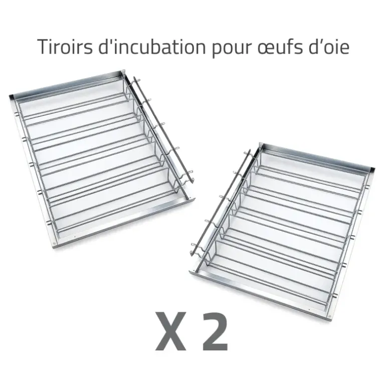 Couveuse + 1 Tiroir caille à poule + 2 Tiroirs oeufs oie - paon -dinde + 1 Panier d'éclosion