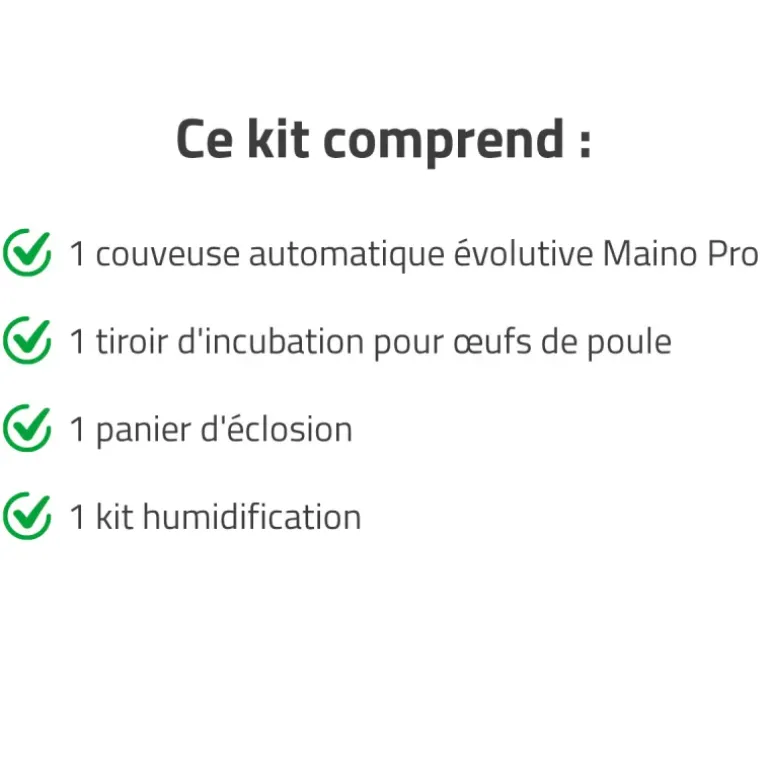 Couveuse + 1 Tiroir de caille à poule + 1 Panier d'éclosion + 1 Kit humidification