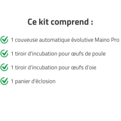 Couveuse + 1 Tiroir de caille à poule + 1 Tiroir oeufs oie - paon -dinde + 1 Panier d'éclosion