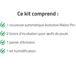 Couveuse + 2 Tiroirs de caille à poule + 1 Panier d'éclosion + 1 Kit humidification