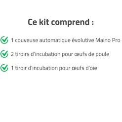 Couveuse + 2 Tiroirs de caille à poule + 1 Tiroir oeufs oie - paon -dinde