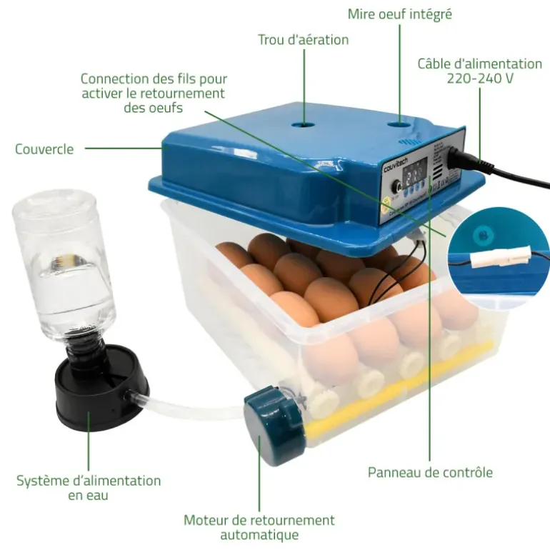 Couveuse Automatique SP Couvitech® 16 Œufs - Incubation Homogène et Stable