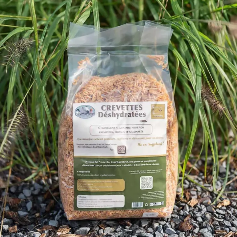 Crevettes séchées 800g - Protéines naturelles pour palmipèdes et oiseaux