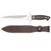 Dague Acier Inox 440A Lame 16cm Manche Noyer Étui Cuir