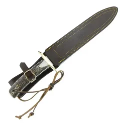 Dague Bowie manche plaquette cerf double tranchant acier inox 26cm