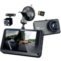 Dashcam avant/arrière HD + carte microSD 32Go incluse