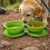 Double gamelle chien voyage rétractable silicone 700ml avec zip