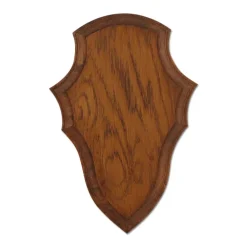 Ecusson chasse trophée chevreuil chêne foncé ciré 52x31cm