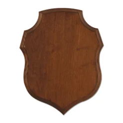 Ecusson chasse trophée chêne ciré 34x28cm