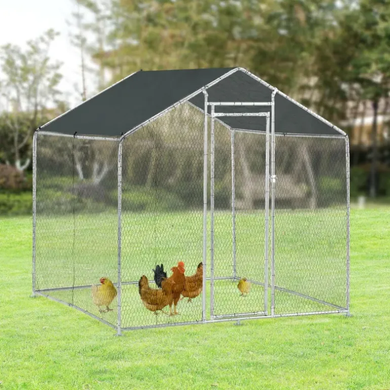 Enclos pour volailles 2x2x2m - 4m² en tube galvanisé et toile PE imperméable