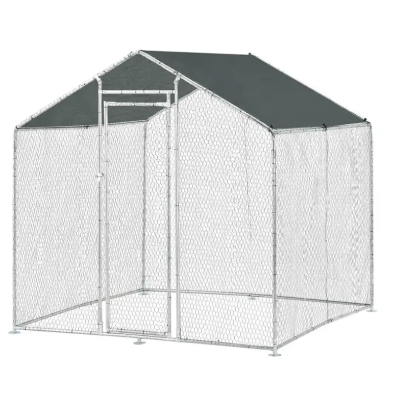 Enclos pour volailles 2x2x2m - 4m² en tube galvanisé et toile PE imperméable