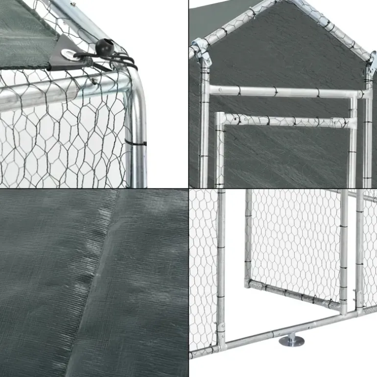 Enclos pour volailles 2x2x2m - 4m² en tube galvanisé et toile PE imperméable