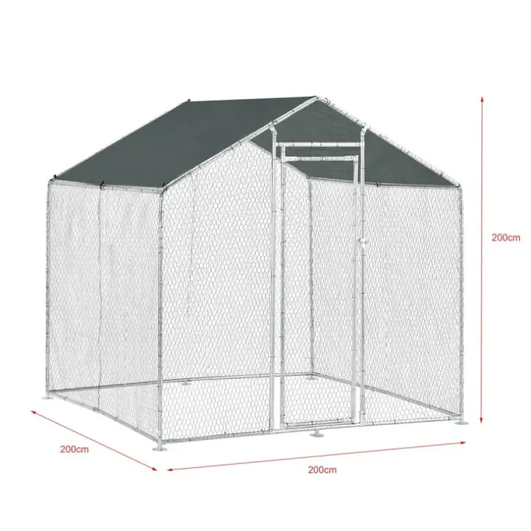 Enclos pour volailles 2x2x2m - 4m² en tube galvanisé et toile PE imperméable