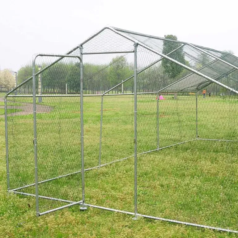 Enclos pour volailles 6x3x2m - 18m² en tube galvanisé et toile PE imperméable