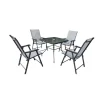 Ensemble Apéro 5 Pièces - Table + 4 Chaises Pliables en Acier et Textilène