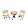 Ensemble Bistrot Table Ronde Ø61cm + 2 Chaises en Osier - Acier Noir