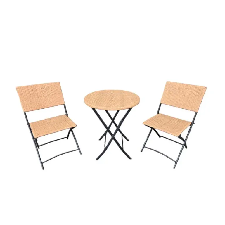 Ensemble Bistrot Table Ronde Ø61cm + 2 Chaises en Osier - Acier Noir